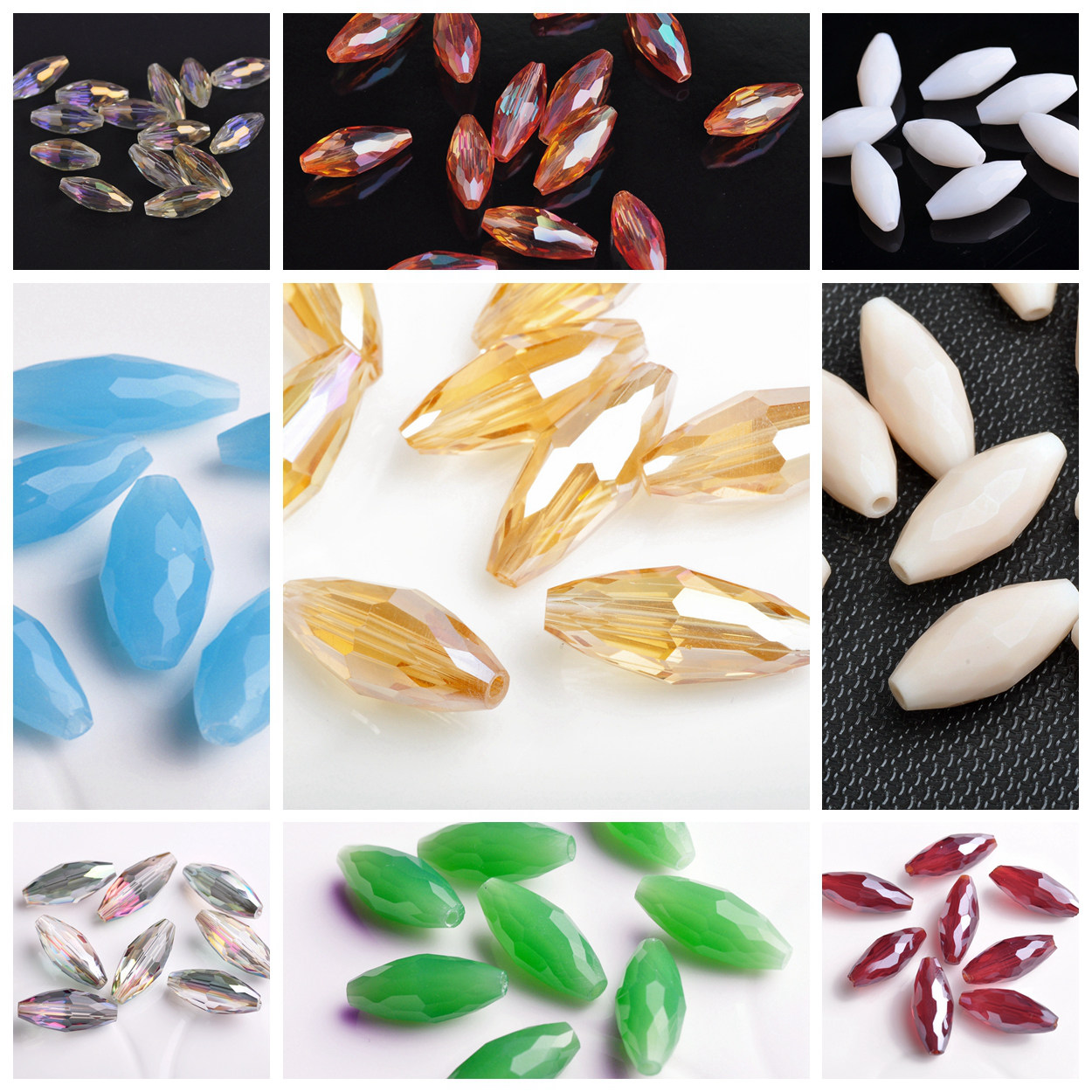 Cuentas artesanales sueltas de cristal de corte facetado de tubo ovalado de 18x8mm para fabricación de joyería DIY