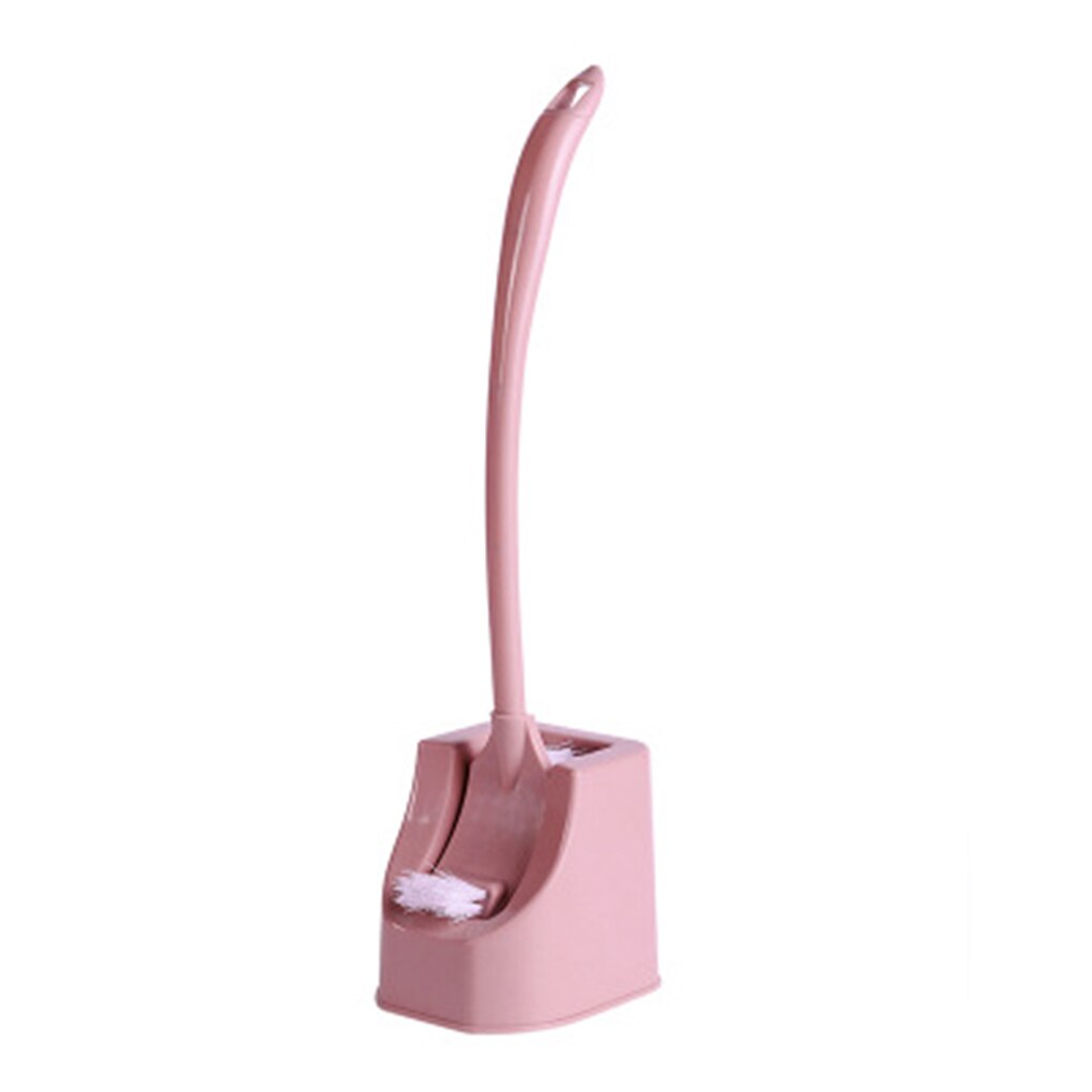 Strong Toilet Cleaning Brush Set Plastic Toilet Brush Scrubber Curved Clean Side Bending Handle Corner Brush Bathroom Cleaning: Pink