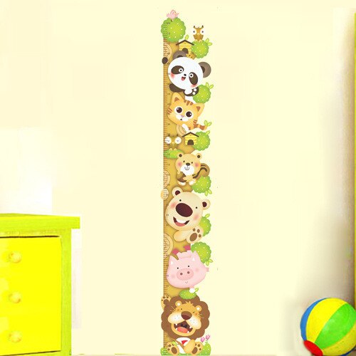 Kids Child Height Chart Measure Tape Wall Stickers Natural Animal Tree Vinyl Wallpaper House Decorative Decals Removeable