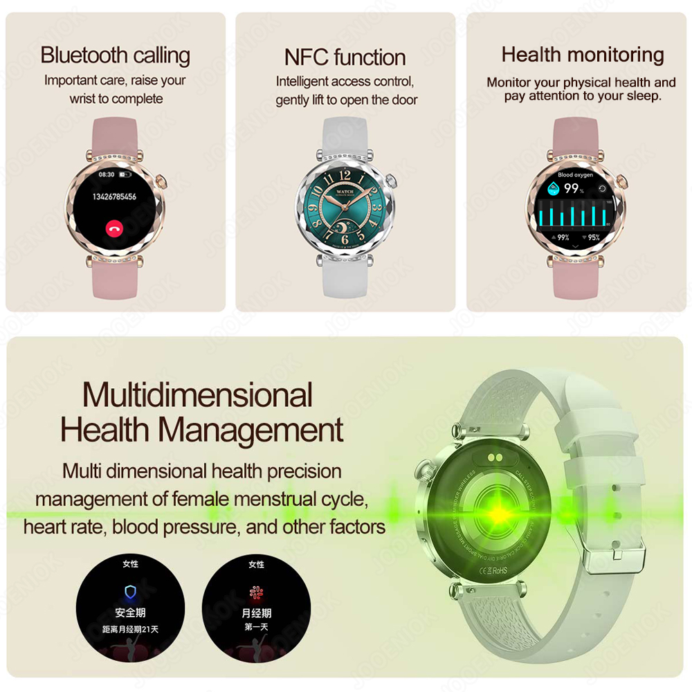 Novo relógio inteligente feminino presente amoled tela hd freqüência cardíaca esporte fitness à prova dwaterproof água mostrador personalizado bt chamada smartwatch para android ios