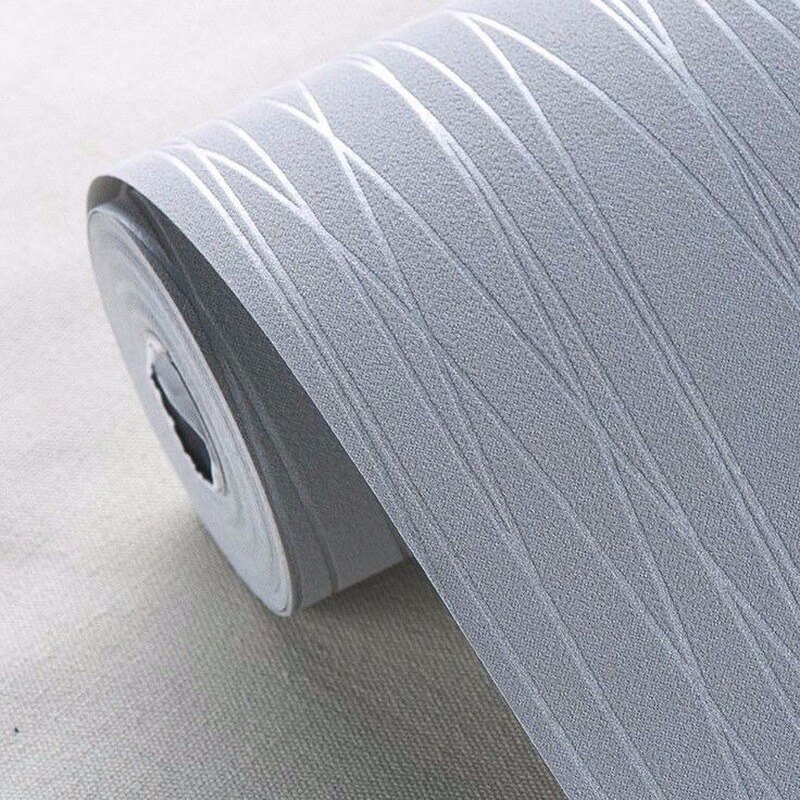 schlicht Grau Silber Streifen Beflockte Tapete Hoom Dekor Moderne Luxus Gestreifte Textur Solide Grau Hintergrund 3D Zauberstab Papier Rolle