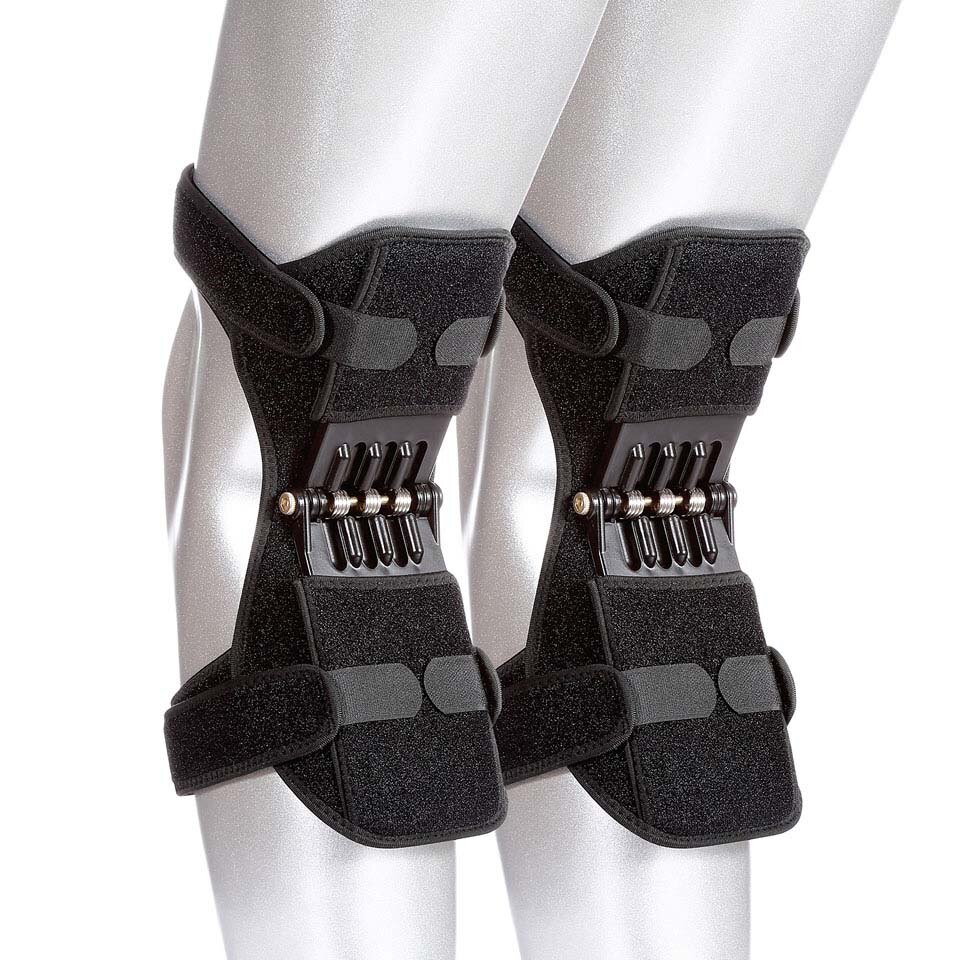 Power Lift Knee Protector Joint Support Knee Pads Breathable Non-Slip Knee Pads Rebound Spring Force Knee Booster Leg Protector: 2PCS Black