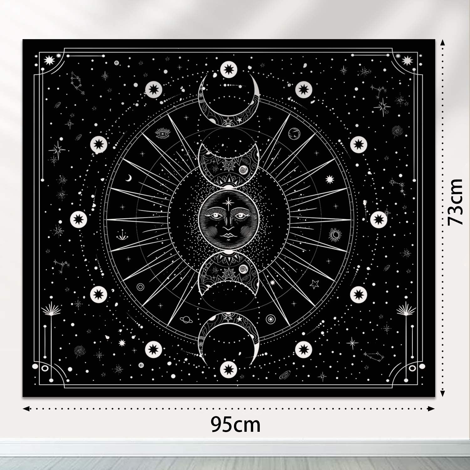Sun Moon Tapestry Wall Hanging Stars Space Psychedelic Black and White Tapestries Wall Tapestry for Bedroom Aesthetic Home Decor