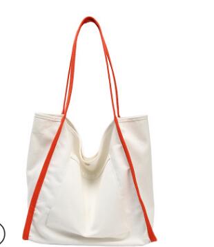 Simpel trend canvas taske tote indkøbstaske: Rødbrun