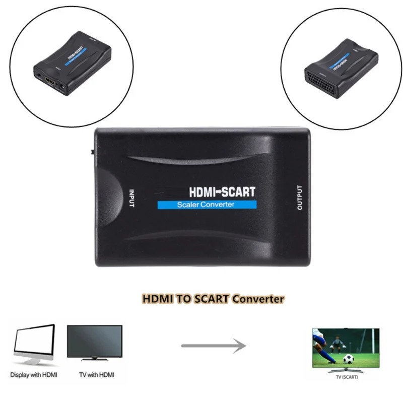 GRWIBEOU HDMI NAAR Scart Audio Video Adapter HDMI naar SCART Converter Voor HDTV Sky Box STB Voor Smartphone HD TV DVD Adapter