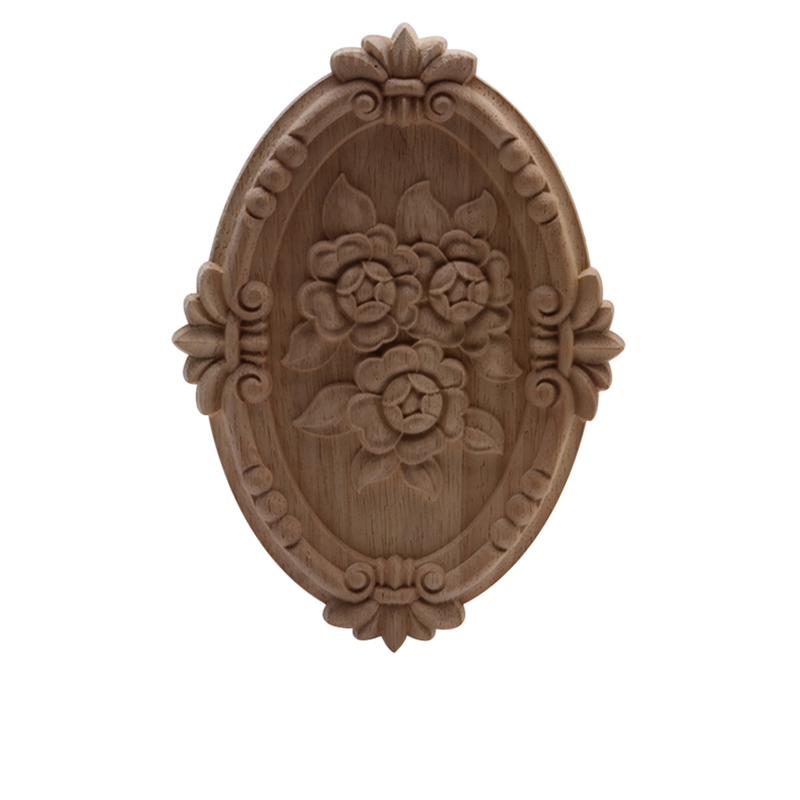Figurines de madera Onlay apliques de madera Calcomanía para madera decoración antiguo europeo largo grande Floral mueble madera gabinete paredes