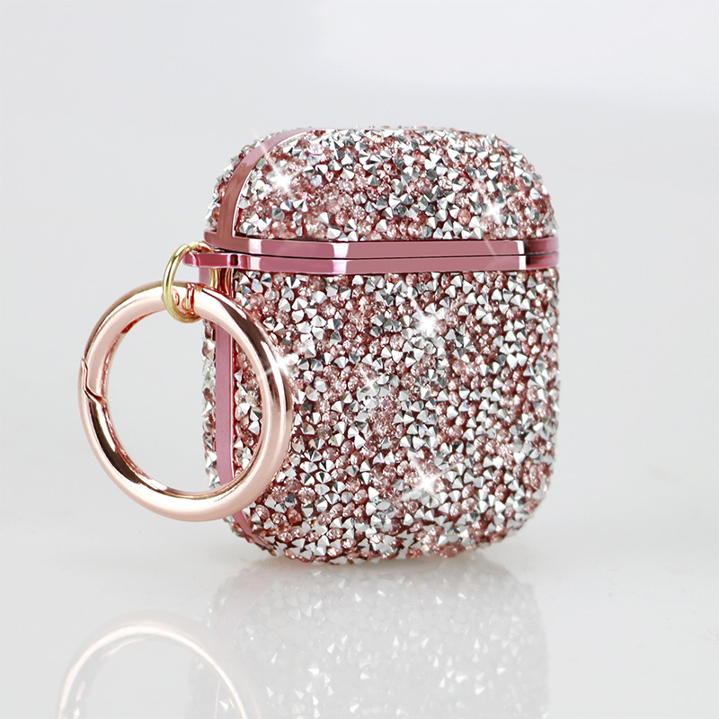 For Apple Airpods4 3 2 1 Pro Glitter Rhinestone Case Bling Diamond Hard Protective Funda for Airpods Bluetooth Earphone Bag: S / light pink