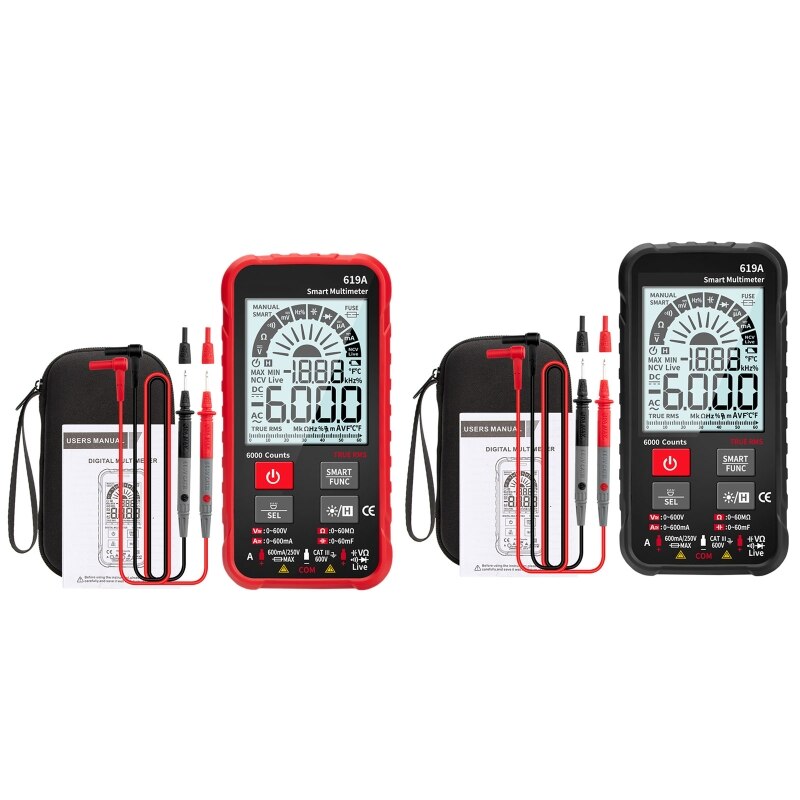 True RMS 6000 Counts Digital Multimeter Analog Bar AC/DC Current Voltage Tester J2HA