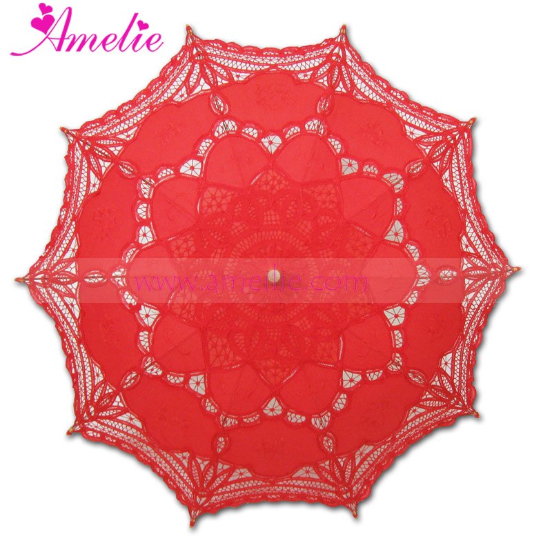 Battenberg Red Wedding Lace Parasol