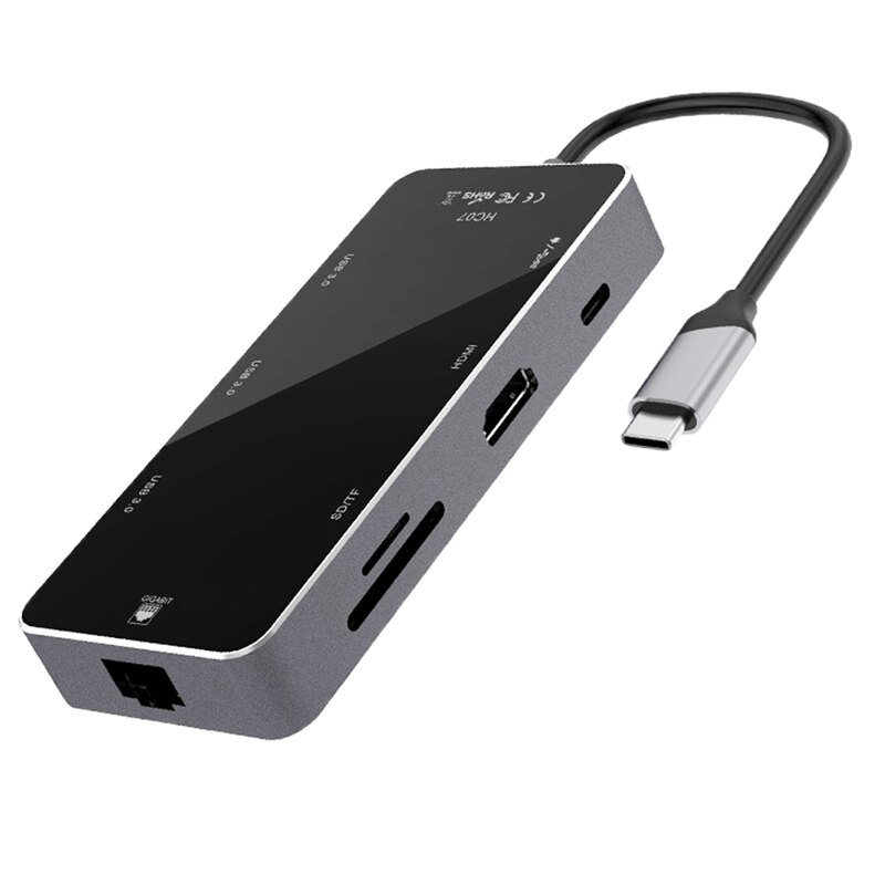 8 in 1 Type C Hub Laptop Docking Station USB 3.0 HDMI TF LAN PD USB Hub for Huawei XiaoMi Surface Lenovo Dock