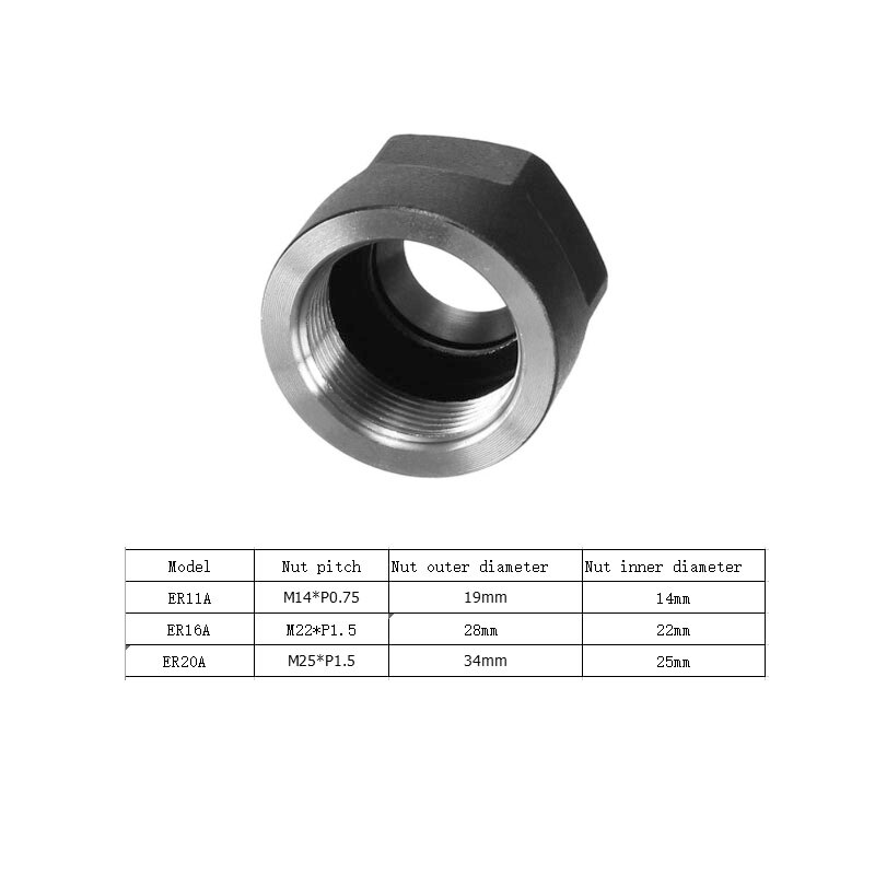 ER11A ER16A ER20A tuerca hexagonal de sujeción para torno de Portabrocas de fresado CNC 2 uds
