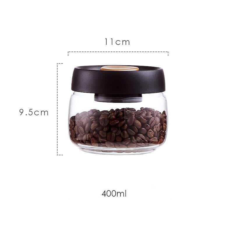 Vacuum Coffee Beans Storage Bottles Sealed Glass Bottle Storage Tank Food Grains Container Can Mason Jar Transparent: black-400ml