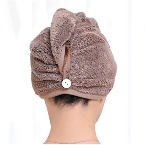 Quick Dry Head Shower Cap Protect Hair From Hair Dryer Towel Hair Wrap Soft Microfibre Bath Turban Has Button Loop Keep Securely