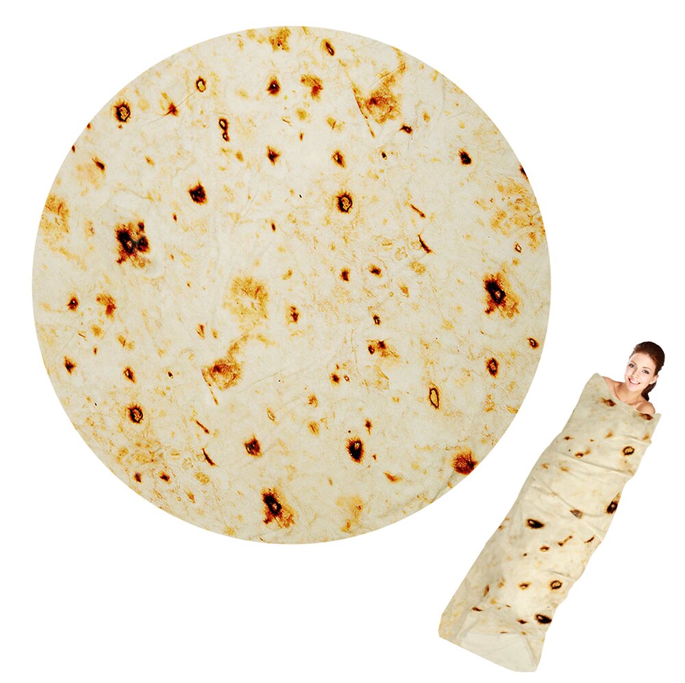 Super Zachte Burrito Deken Tortilla Gooi Deken Ronde Vorm Vliegtuig Reizen Gooi Coral Fleece Voor Sofa