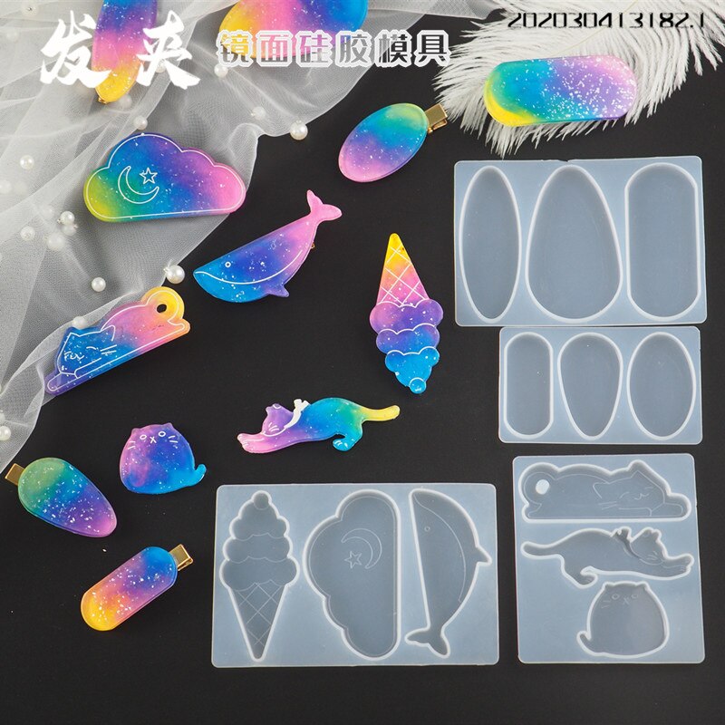 Crystal Epoxy Resin Hair Clip Mold Hair Accessories Hand-decorated Duckbill Clip Word Clip Mold