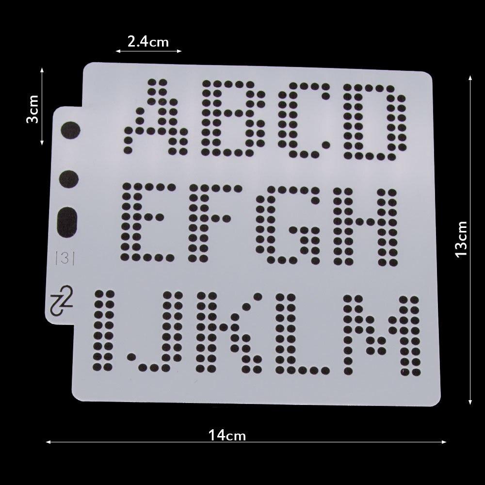 2pcs 14.1cmx13cm Reusable Plastic Mandala Stencils Painting Templates for Painting DIY Art Projects(Letters with Dot) S131