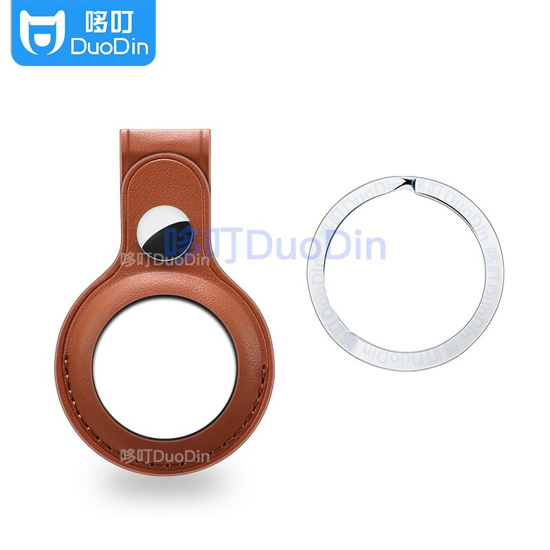 Adatto per localizzatore Apple air tag custodia in pelle dispositivo anti-smarrimento tracker etichette d'aria in pelle fibbia protettiva: Brown