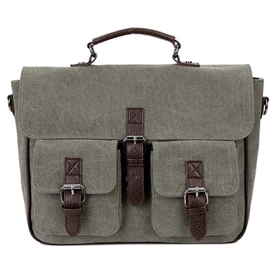 Canvas Messenger Bag Business Casual Mannelijke Satchel Reizen Schouder Laptop Tassen Masculina Vintage Mannen Crossbody Aktetas Bolsas: Army Green