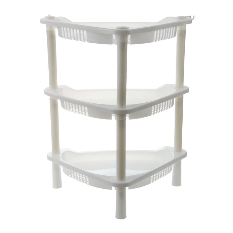 3 Tier Plastic Corner Shelf Organizer Cabinet Bathroom Kitchen Sundries Storage Rack