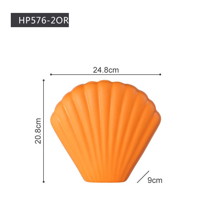 Simple morden home decoration ceramic vase shell artist decorative artist idea for wedding birthday event: 20.8x24.8x9cmOrange