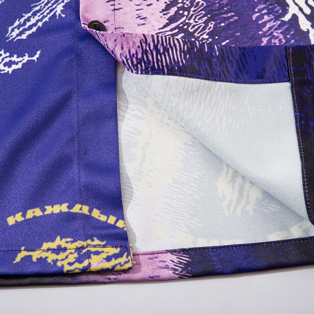 Blå gotisk tøj sommer toppe plus size bluse streetwear oversized dametøj goth hawaiiansk aloha skjorte