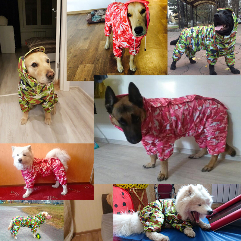 Rood Groen Camouflage Grote Hond Regenjas Waterdichte Regen Jassen Jas Kleding Apparel Labrador Golden Retreiver Samojeed