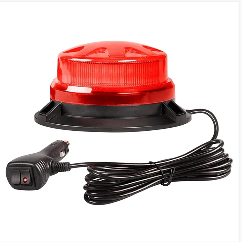 Luz LED estroboscópica de emergencia azul con Base magnética, luz de advertencia de peligro intermitente para techo de policía de coche, lámpara de baliza de seguridad para vehículo de 12V/24V: Rojo