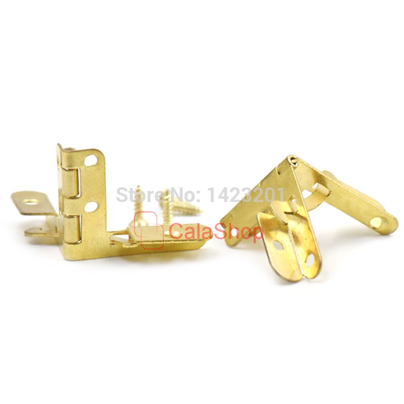 20 Pcs / Lot Metal Hinges for Wooden Jewelry Box Cabinet Drawer Furniture Folding Table With Screws Bronze Gold