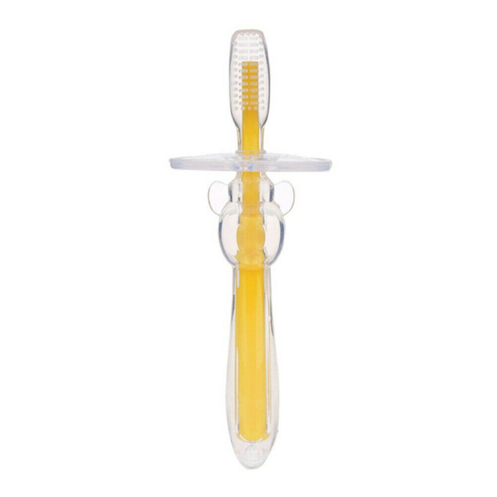 cepillo de dientes de silicona para niños lindo divertido niños Manual niños niñas cepillos de dientes: Amarillo