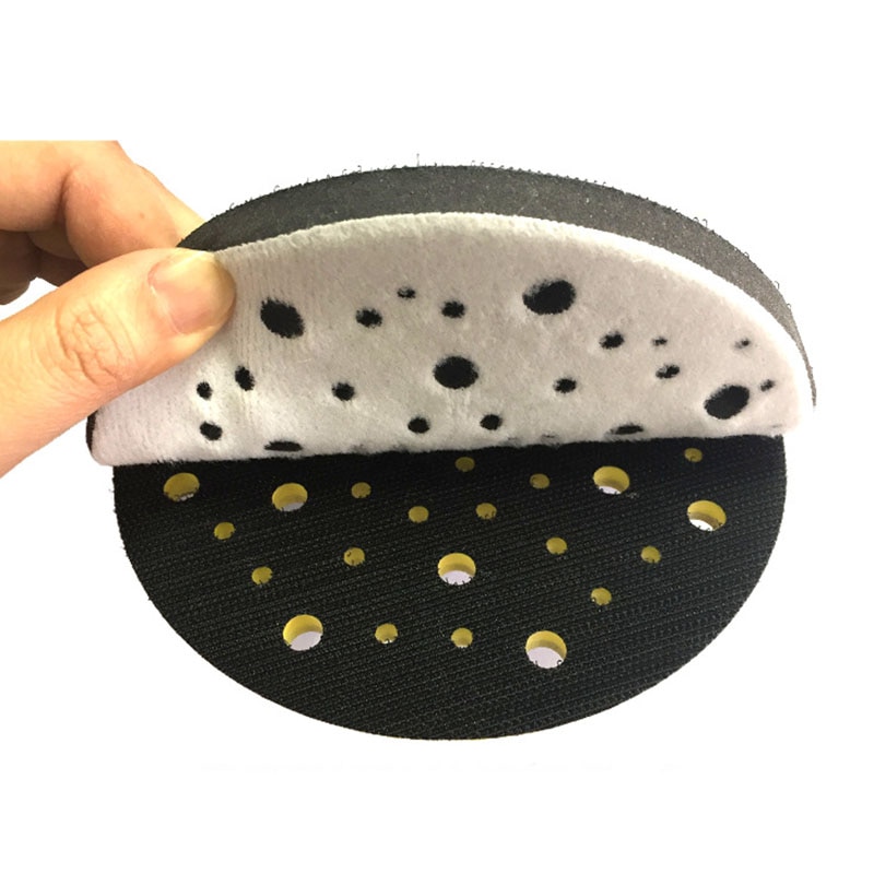 6 Inch 70-hole Porous 150MM Flocking Sandpaper Tray Sponge Cushion Cushion Self-Adhesive Velcro Sander Waxing Protection
