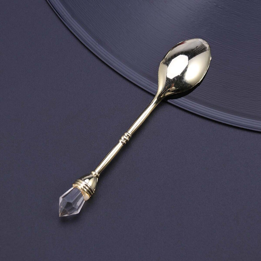 Cuchara de café Retro de estilo clásico europeo, cuchara revolviendo con cabeza de diamante, cuchara pequeña creativa para pastel de café, helado (dorado: Golden