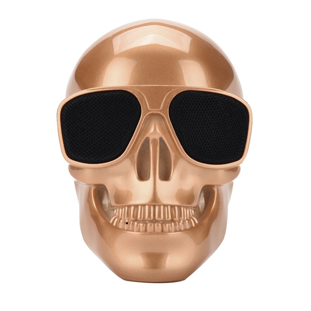 40# Plating Skull Pattern Portable Wireless Bluetooth 3.0 Stereo Speaker With Hd Sound And Super Bass Compatible For Mp3 Phones: Gold 