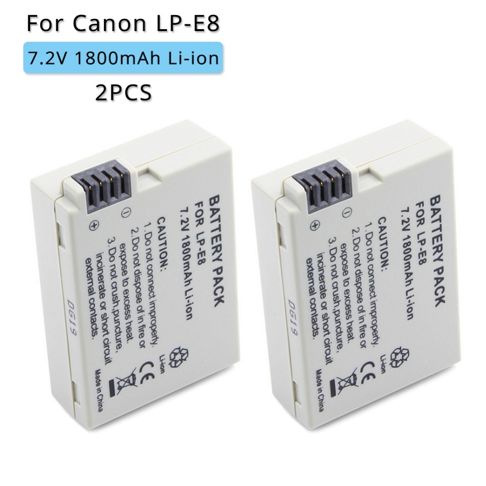 LP-E8 1800mah 7.2V LPE8 LP E8 Li-Ion Camera Batterij voor Canon 550D 600D 650D 700D X4 X5 X6i x7i Rebel T2i T3i Batterij