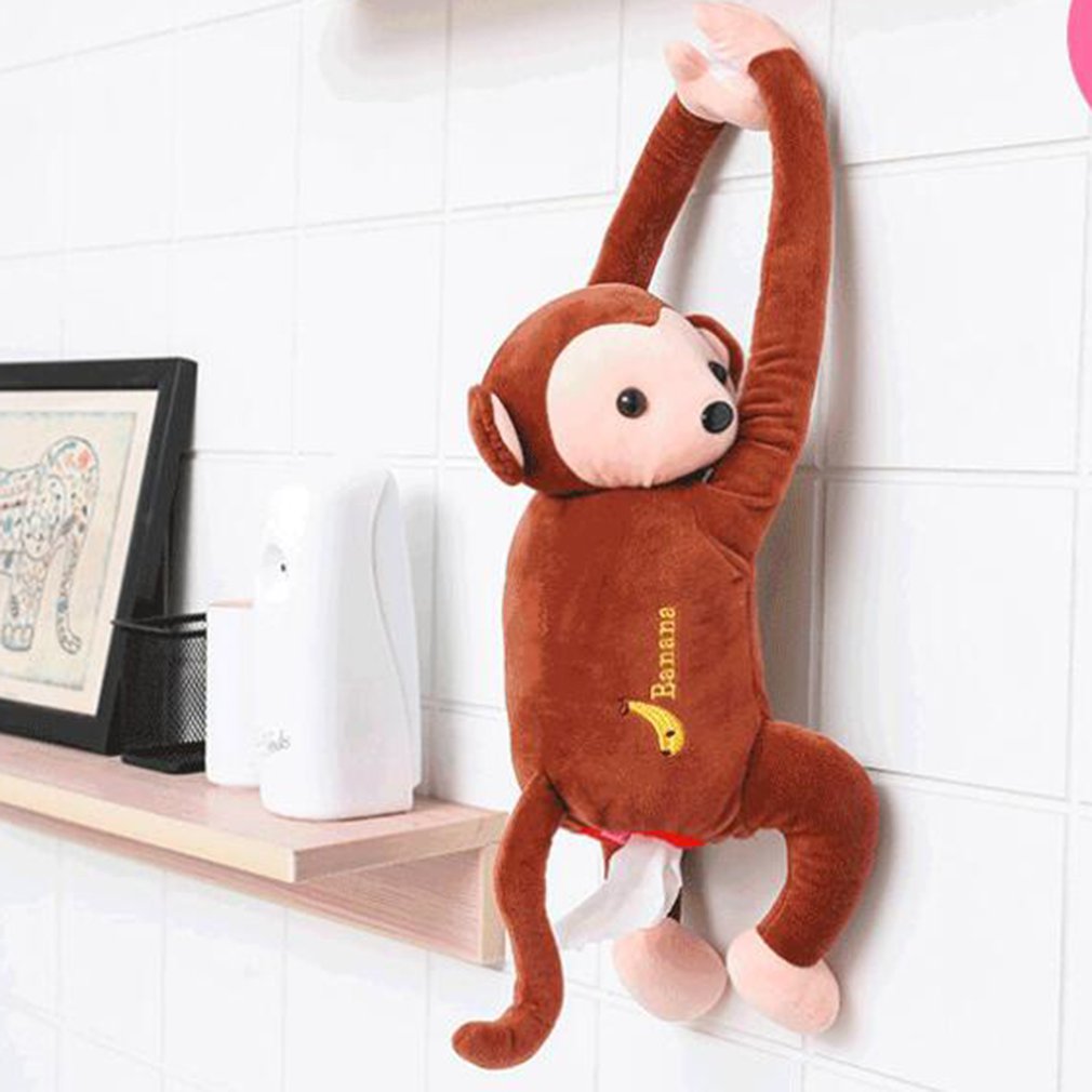 Creativo Pipi Scimmia Appesa Tessuto scatola auto di Tessuto Bookbox auto Bookbox Del Fumetto Sveglio Della Scimmia del Fumetto della Scatola Del Tessuto