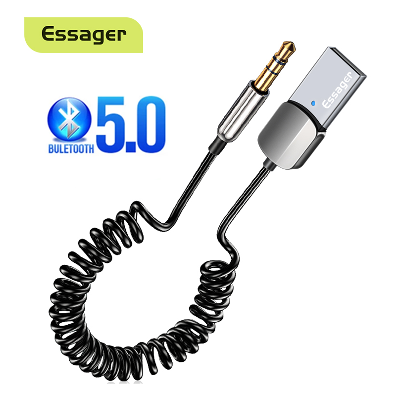 Essager Draadloze Bluetooth 5.0 Ontvanger Adapter Auto Speaker 3.5Mm Jack Aux Audio Muziek Dongle Voor Auto Bluetooth Zender