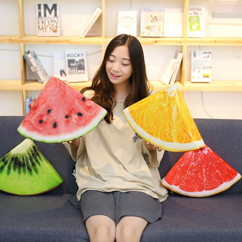 BABIQU 1pc Simulation Obst Kissen Wassermelone Orange Grapefruit Kiwi Plüsch Spielzeug weiche Angefüllte Kissen Lebensechte Obst Kreative