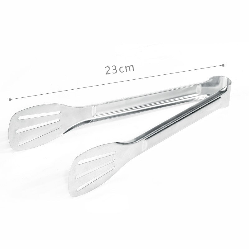 Serveringstænger rustfrit stål klip mad tang grill salat brød tilbehør klip køkken madlavningsværktøj brød mini grillværktøj: 23cm