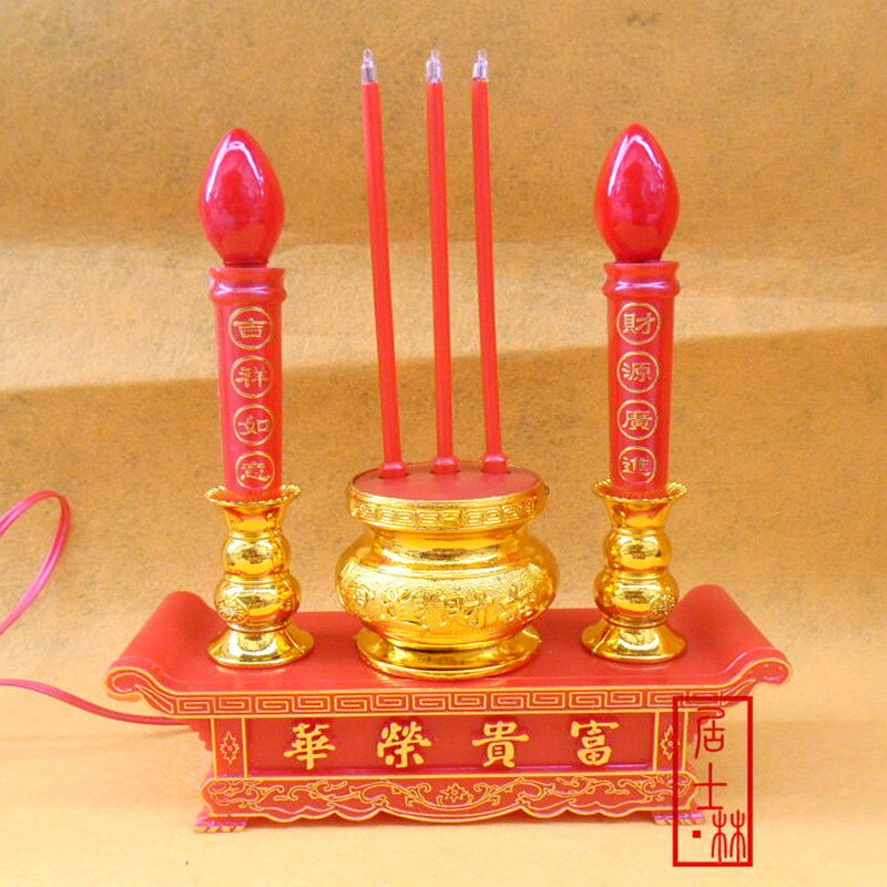 Buddhistisk elektrisk stearinlys avalokitesvara buddha lampe kinesisk jubilant år bryllup stearinlys lampe tempel dekoration
