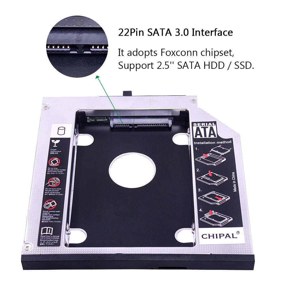 Chipal aluminium 2nd hdd caddy 12.7mm sata 3.0 für 2.5 & #39 ;& #39 ; ssd-gehäuse hdd-gehäuse für lenovo thinkpad  t420 t430 t520 t530 optibay