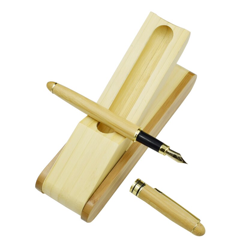 One Set Bamboo Fountain Pen Calligraphy Pen 0.5mm Nib Ink Writing Materials Nature Wooden Bamboo Stationery