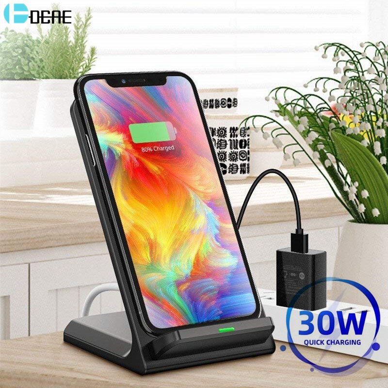 Supporto per caricabatterie Wireless Qi 30W per iPhone 13 12 11 Pro XS Max XR 8 induzione ricarica rapida per Samsung S21 S20 S10 Xiaomi Huawei