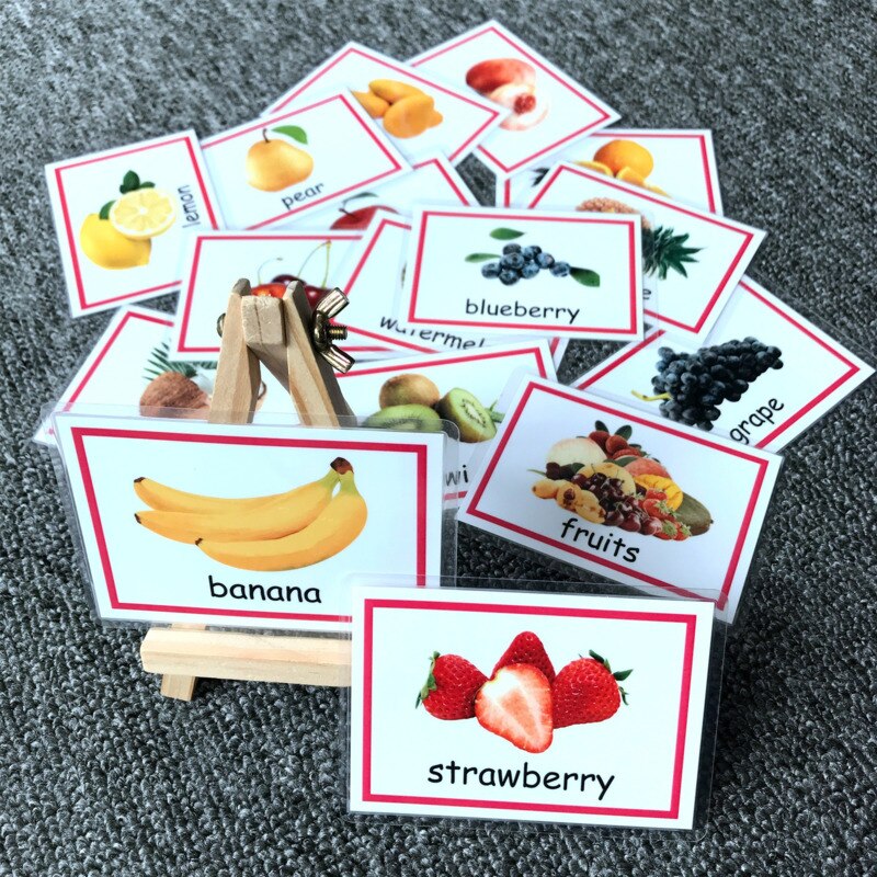 Bambini Montessori Baby impara l&#39;inglese Word Card flashcard giocattoli educativi cognitivi Picture memoria giochi regali per bambini