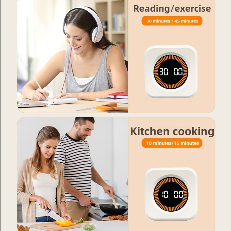 Productiviteit Timer Productiviteit Kubus Timer Zwaartekrachtsensor LED-display 4-vooraf ingestelde tijd Tijdbeheer voor kinderen Keuken Countdown Timer