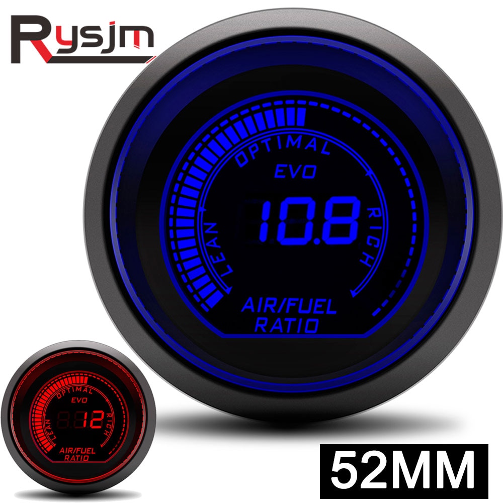 NEUE 2 zoll 52mm Digital Luft Kraftstoff Verhältnis Messgerät Schmalband O2 Sauerstoff Sensor Universal- Meter AFR verrotten Blau Dual LED Licht 20:1 ~ 10:1