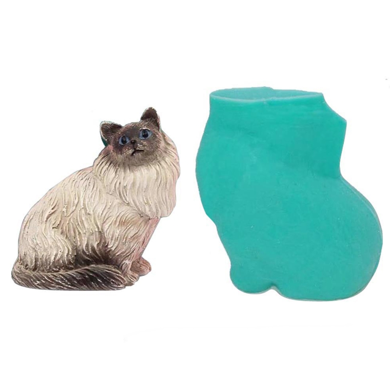 Molde de silicona 3D hecho a mano para perro y gato, molde de yeso, vela, jabón, Fondant, para bricolaje, dulces, Chocolate, postre, hornear, cocina