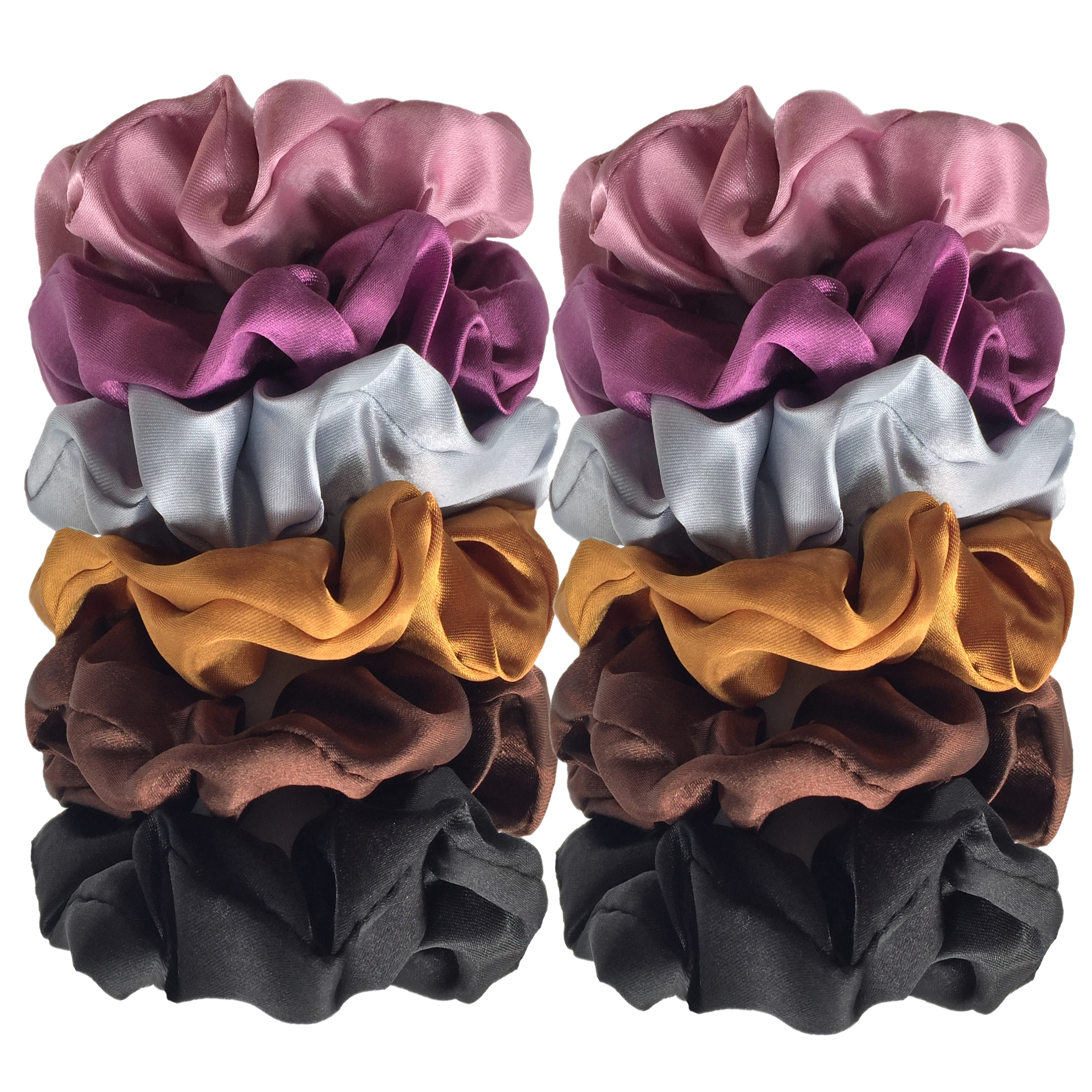 12PCS Soft Satin Colorful Intestine Hair Band Hair Accessories hair scrunchies Headwear For Ponytail Cute Causal Women: WHITE