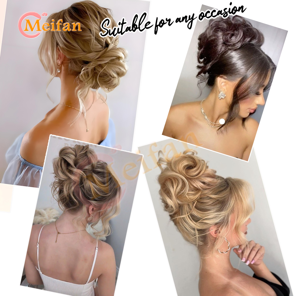 Messy Hair Bun Curly Hair Piece Side Comb Clip in Hairtail Extension Short Natural Versatile Adjustable Styles Easy Hair pieces