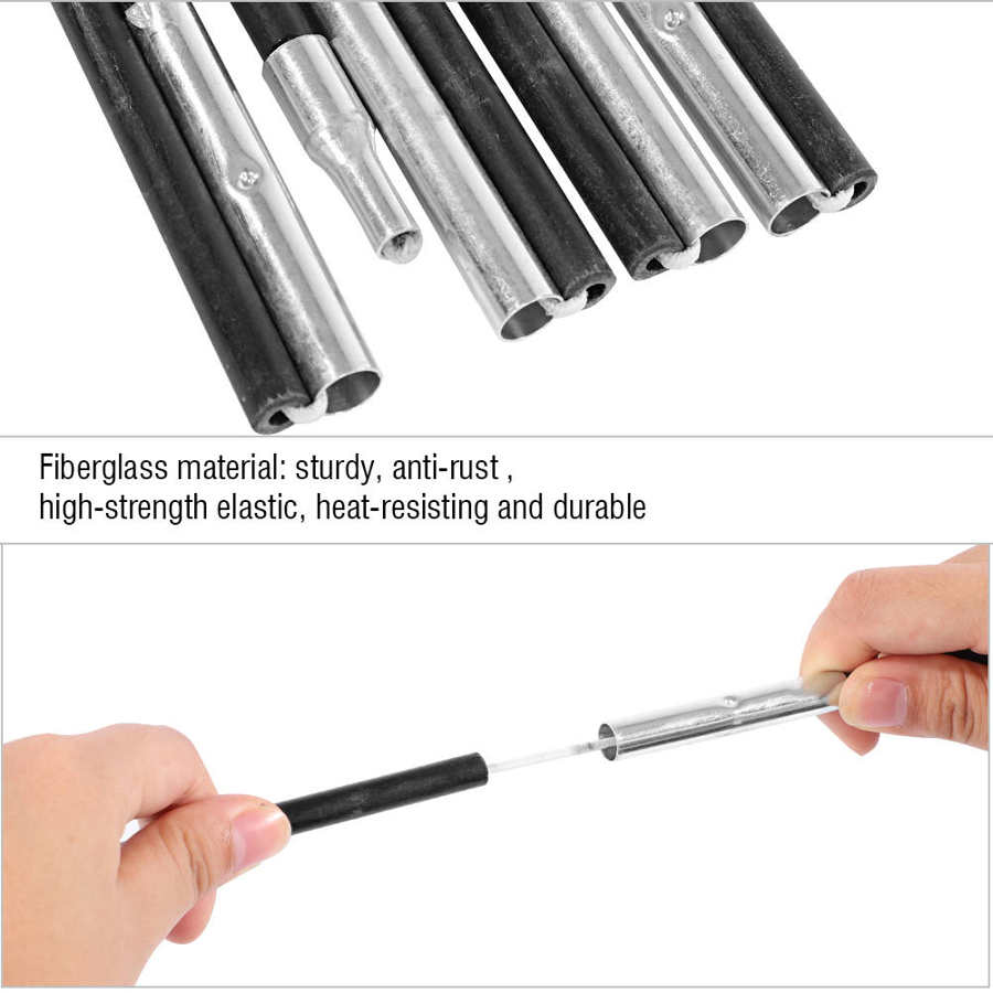 2pcs 4.9M Tent Rod Outdoor Camping Tent Pole Anti-rust Sturdy Multi Sections Foldable Lightweight Support Pole Tent Accessories