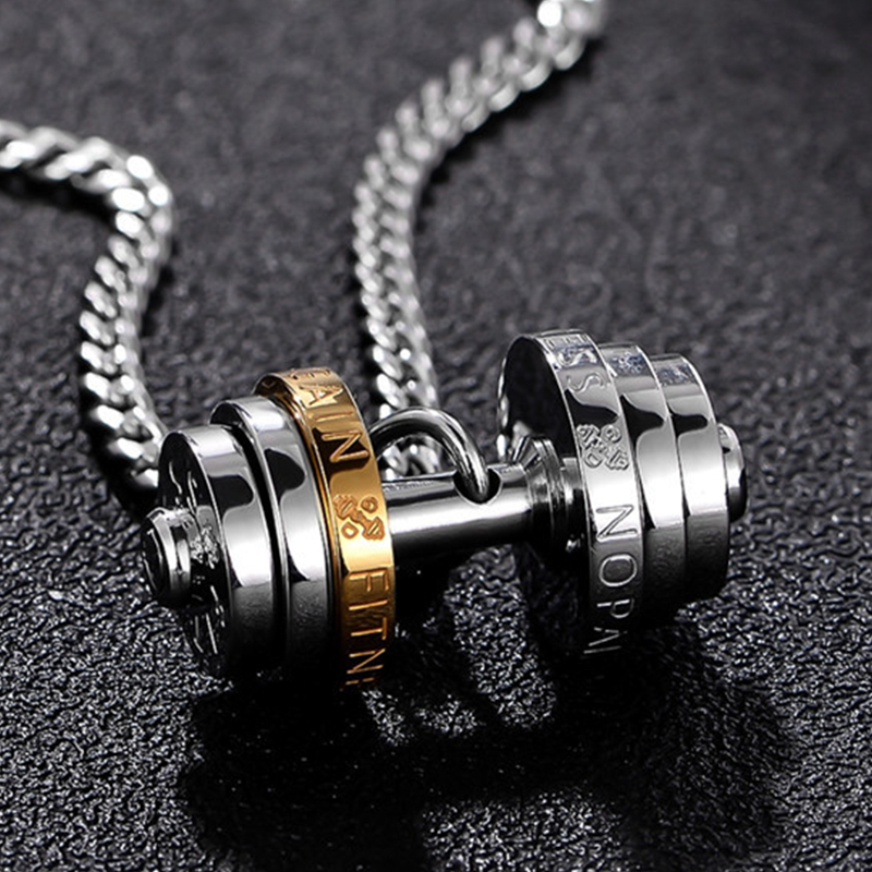 Bilanciere collana in acciaio color acciaio inossidabile coppia uomo pendenti Fitness sport uomo accessori Fitness gioielli sul collo orgoglio