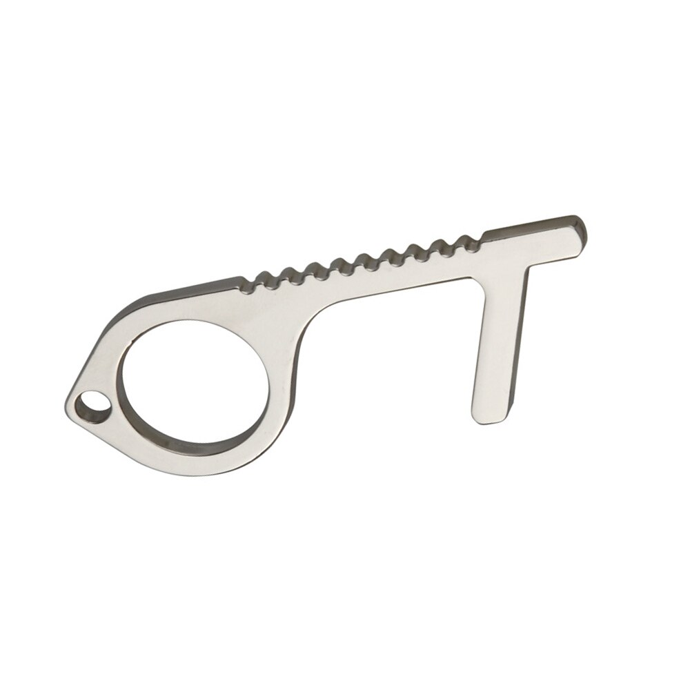 Keine berühren Tür werkzeug Öffner Keychain Kupfer legierung Aufzug Öffnung Assistent Schlüssel Griff Werkzeug Anti-kontakt Kleine EDC Werkzeug: Keychain Silber-